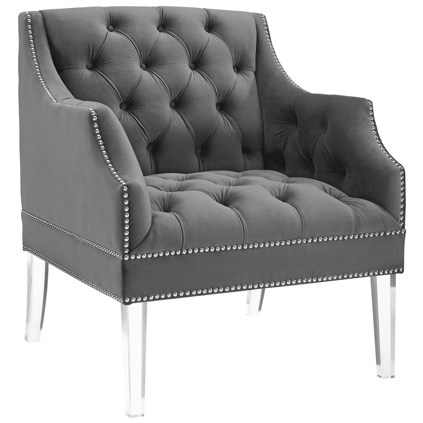 Proverbial Tufted Button Accent Performance Velvet Armchair