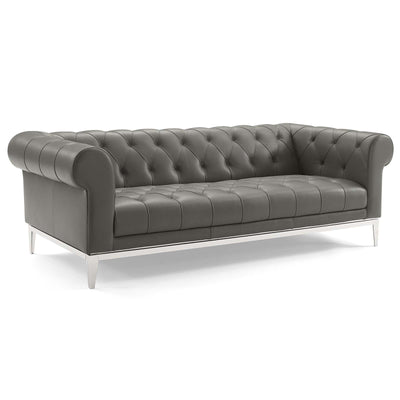 Idyll Tufted Button Upholstered Leather Chesterfield Sofa