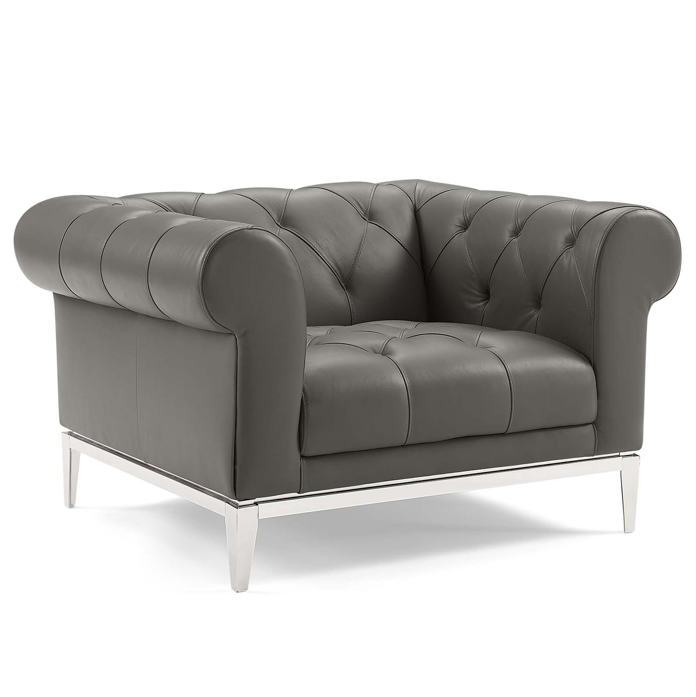 Idyll Tufted Button Upholstered Leather Chesterfield Armchair