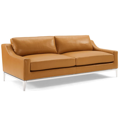 Harness 83.5" Stainless Steel Base Leather Sofa