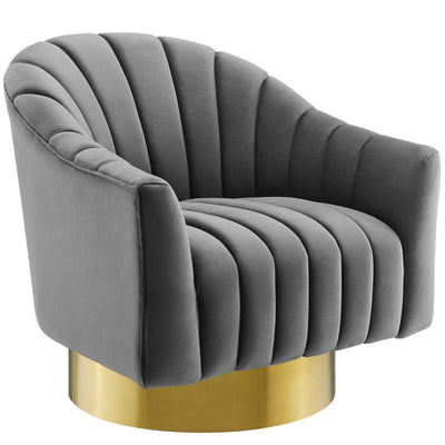 Buoyant Vertical Channel Tufted Accent Lounge Performance Velvet Swivel Chair