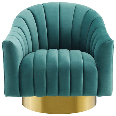 Buoyant Vertical Channel Tufted Accent Lounge Performance Velvet Swivel Chair