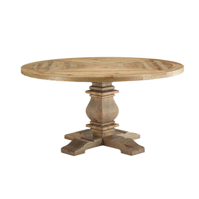Column 59" Round Pine Wood Dining Table