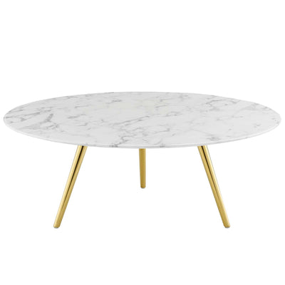 Lippa 40" Round Artificial Marble Coffee Table with Tripod Base