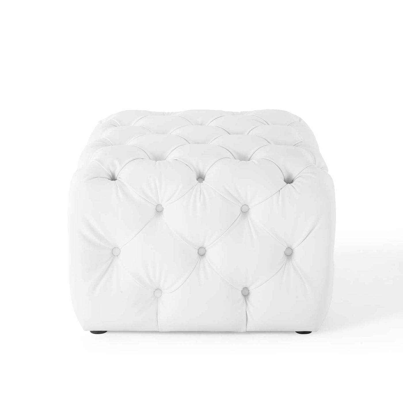 Amour Tufted Button Square Faux Leather Ottoman