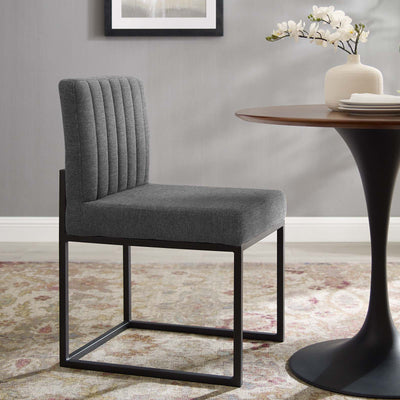 Carriage Channel Tufted Sled Base Upholstered Fabric Dining Chair