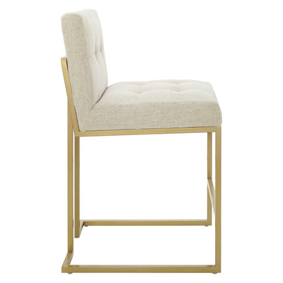 Privy Gold Stainless Steel Upholstered Fabric Counter Stool