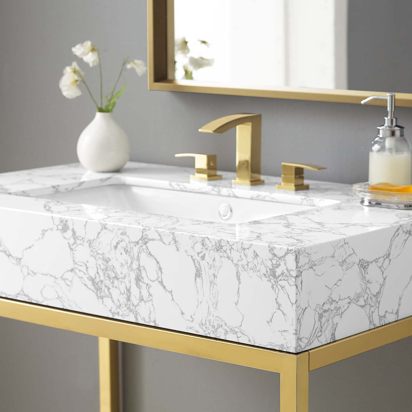 Kingsley 36" Gold Stainless Steel Bathroom Vanity