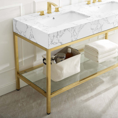 Kingsley 60" Gold Stainless Steel Bathroom Vanity