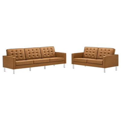 Loft Tufted Vegan Leather 2-Piece Furniture Set