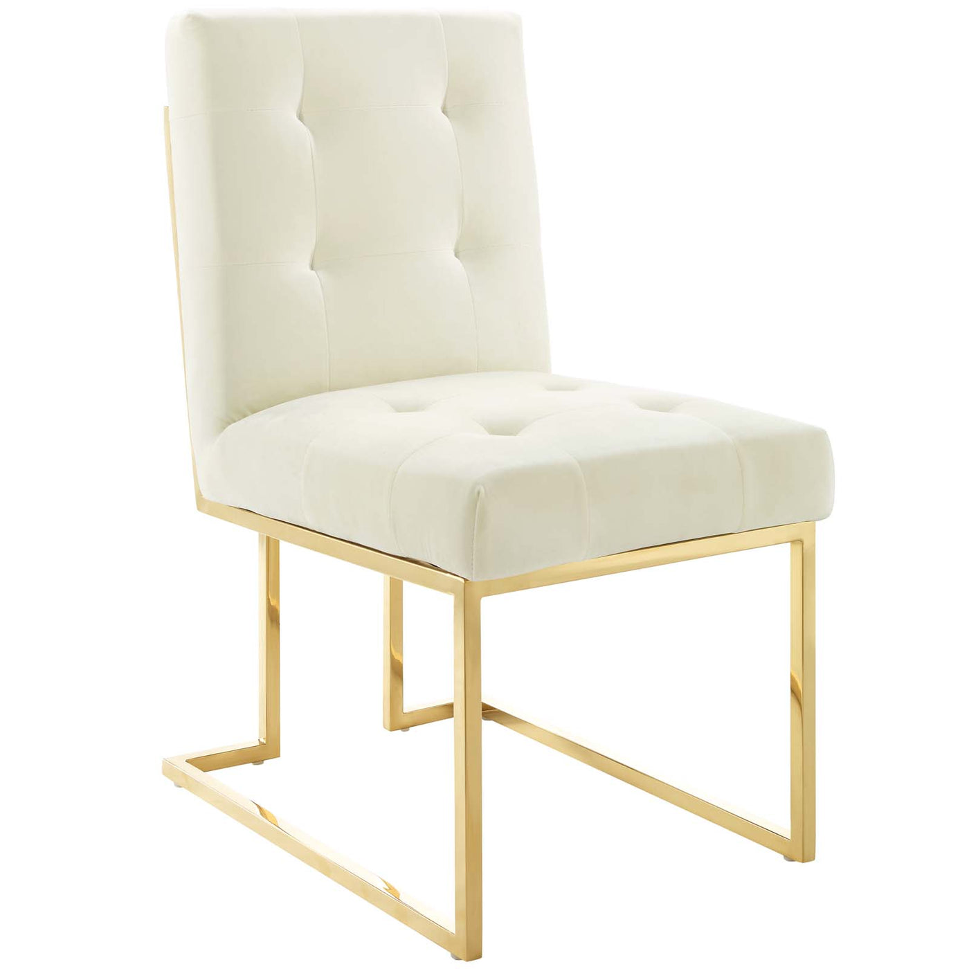 Privy Gold Stainless Steel Performance Velvet Dining Chair Set of 2