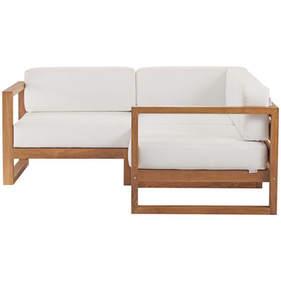 Upland Outdoor Patio Teak Wood 3-Piece Sectional Sofa Set