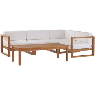 Upland Outdoor Patio Teak Wood 5-Piece Sectional Sofa Set
