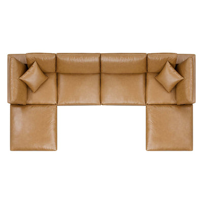 Commix Down Filled Overstuffed Vegan Leather 6-Piece Sectional Sofa