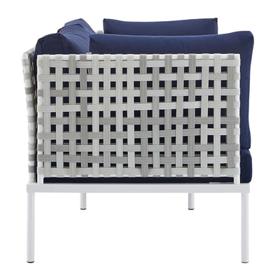 Harmony 8-Piece  Sunbrella® Basket Weave Outdoor Patio Aluminum Seating Set
