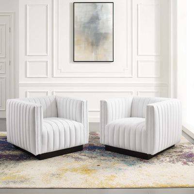Conjure Tufted Armchair Upholstered Fabric Set of 2