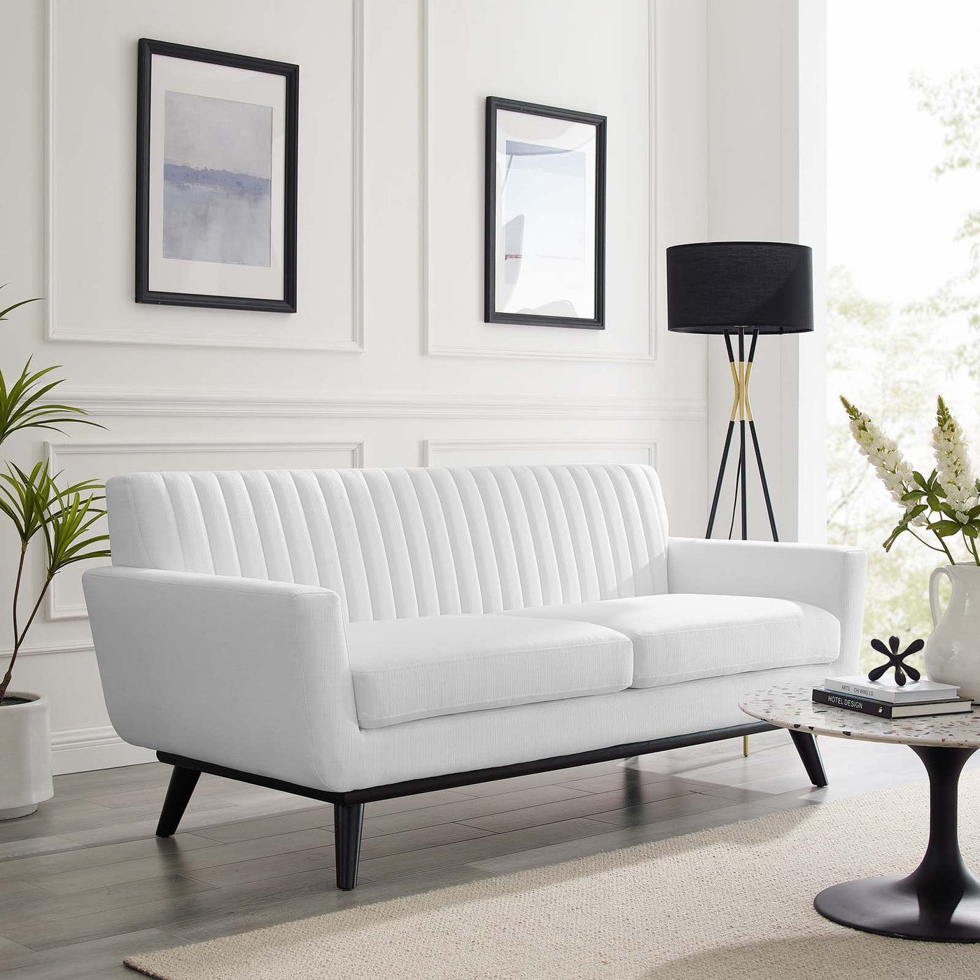 Engage Channel Tufted Fabric Loveseat