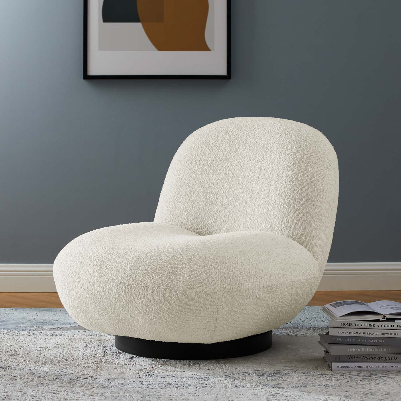 Kindred Boucle Upholstered Upholstered Fabric Swivel Chair