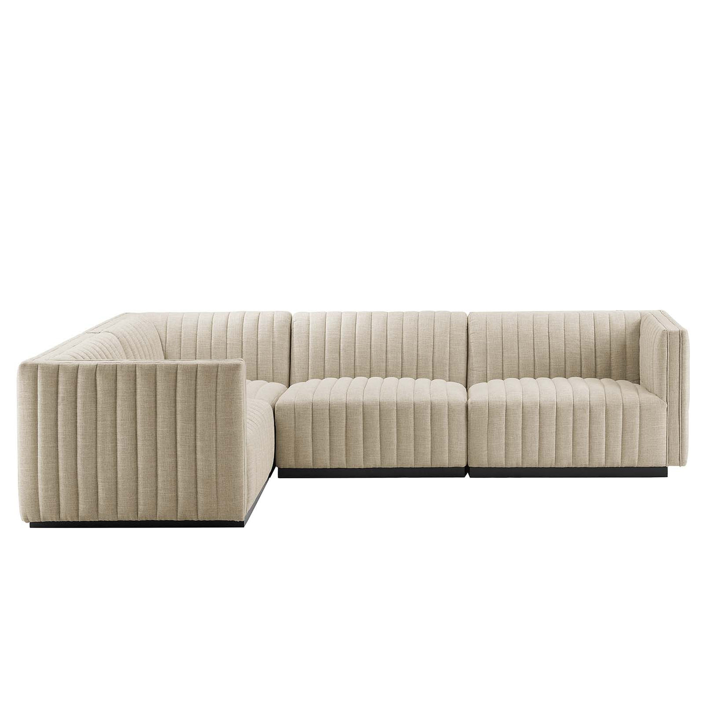 Conjure Channel Tufted Upholstered Fabric 4-Piece L-Shaped Sectional