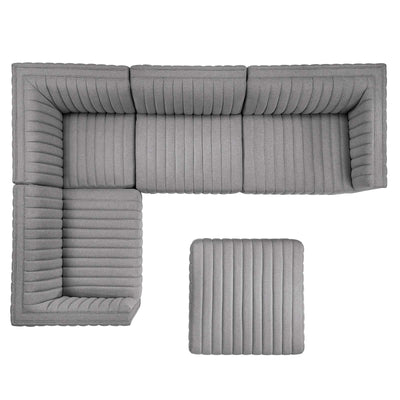 Conjure Channel Tufted Upholstered Fabric 5-Piece Sectional