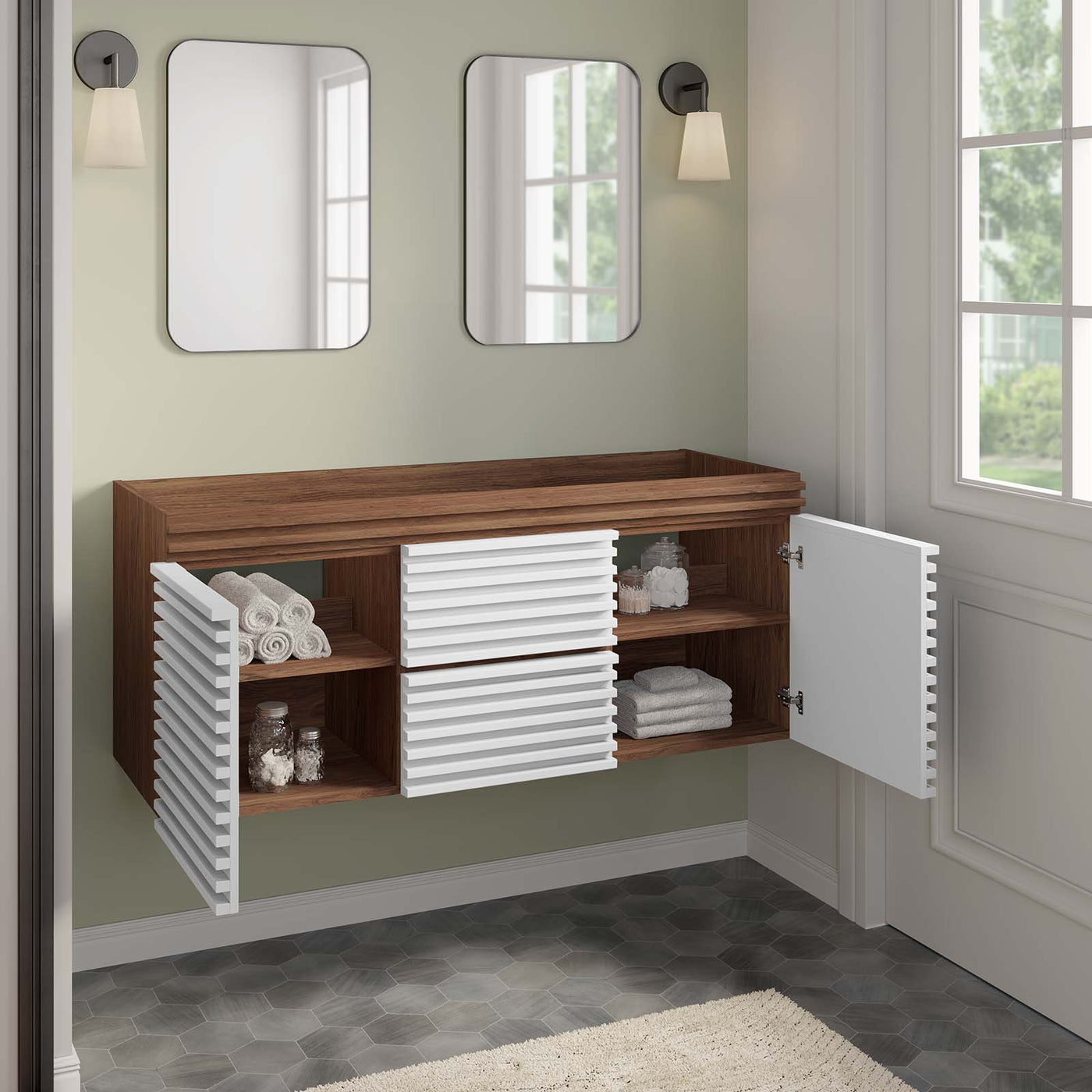 Render 48" Double Sink Compatible (Not Included) Bathroom Vanity Cabinet