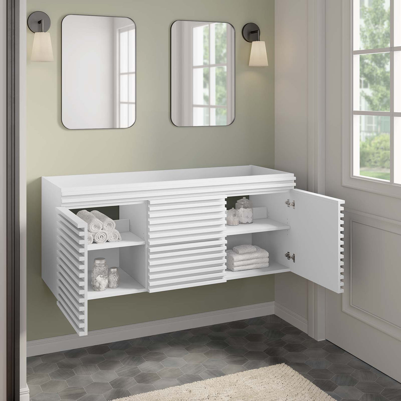 Render 48" Double Sink Compatible (Not Included) Bathroom Vanity Cabinet