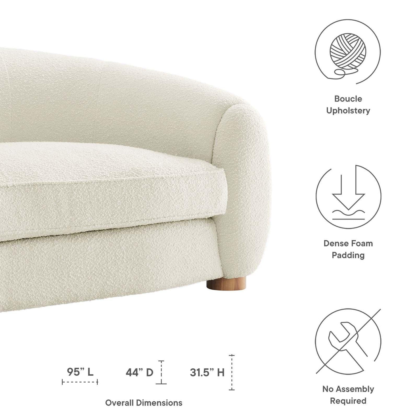 Abundant Boucle Upholstered Fabric Sofa - BigBoxFurnitureCo