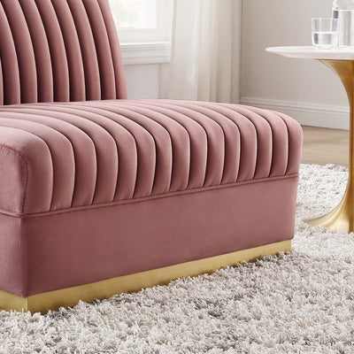 Sanguine Channel Tufted Performance Velvet Modular Sectional Sofa Armless Chair