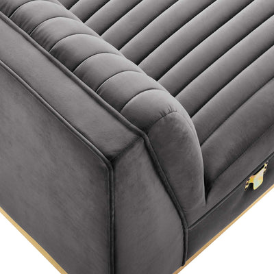 Sanguine Channel Tufted Performance Velvet Modular Sectional Sofa Armless Chair