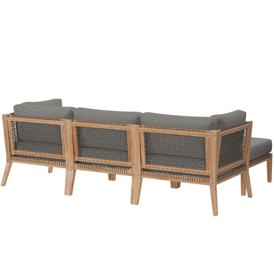 Clearwater Outdoor Patio Teak Wood 4-Piece Sectional Sofa