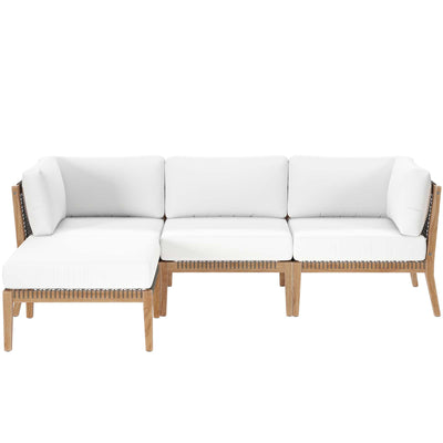 Clearwater Outdoor Patio Teak Wood 4-Piece Sectional Sofa