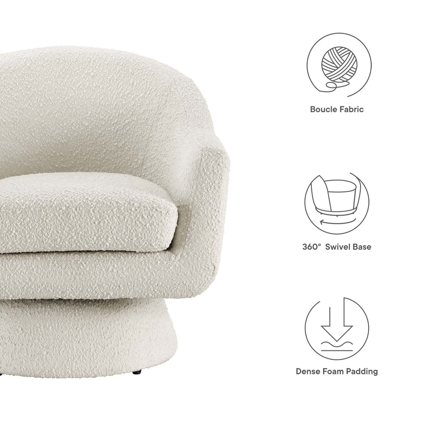 Astral Boucle Fabric Swivel Chair