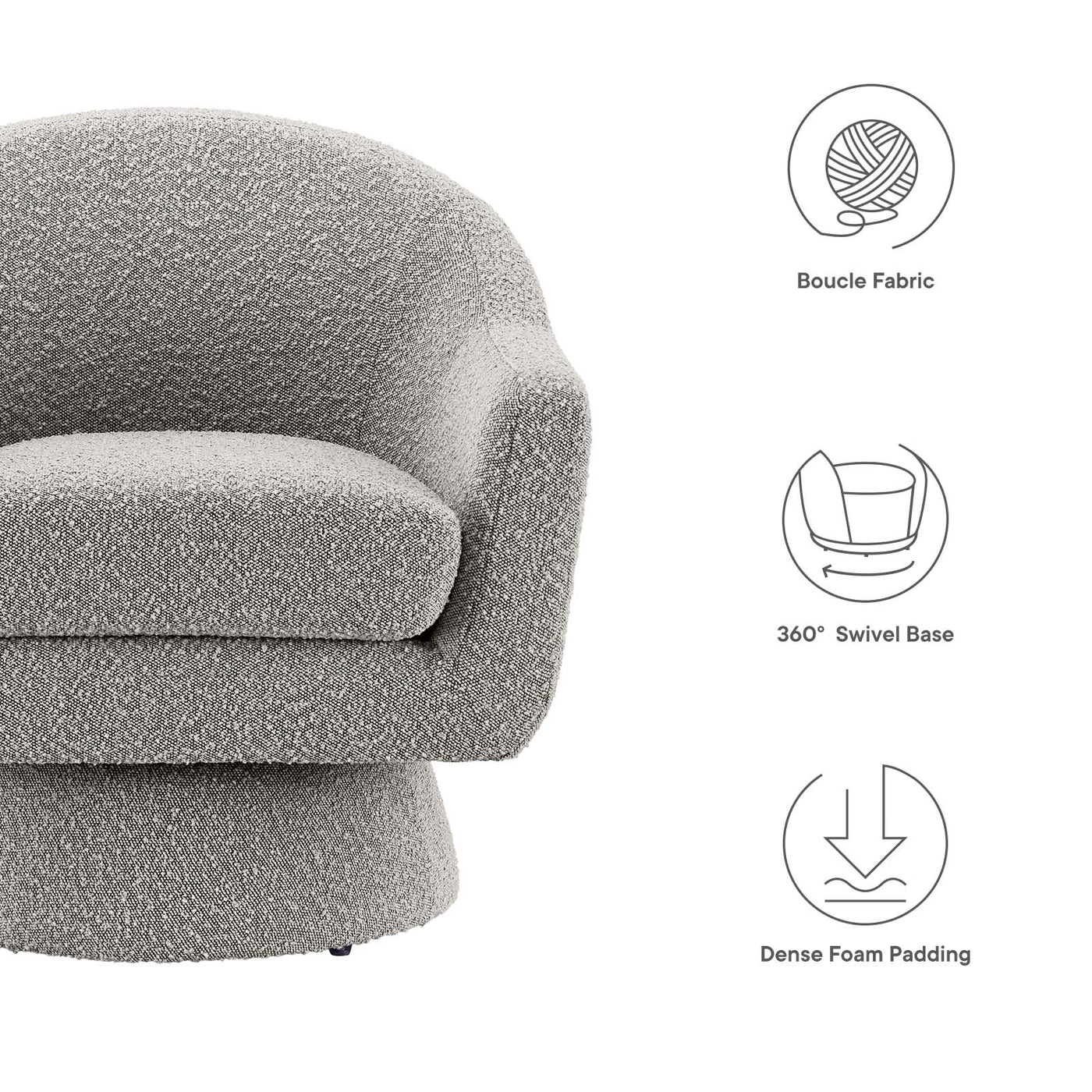 Astral Boucle Fabric Swivel Chair