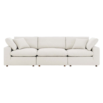 Commix Down Filled Overstuffed Boucle Fabric 3-Seater Sofa