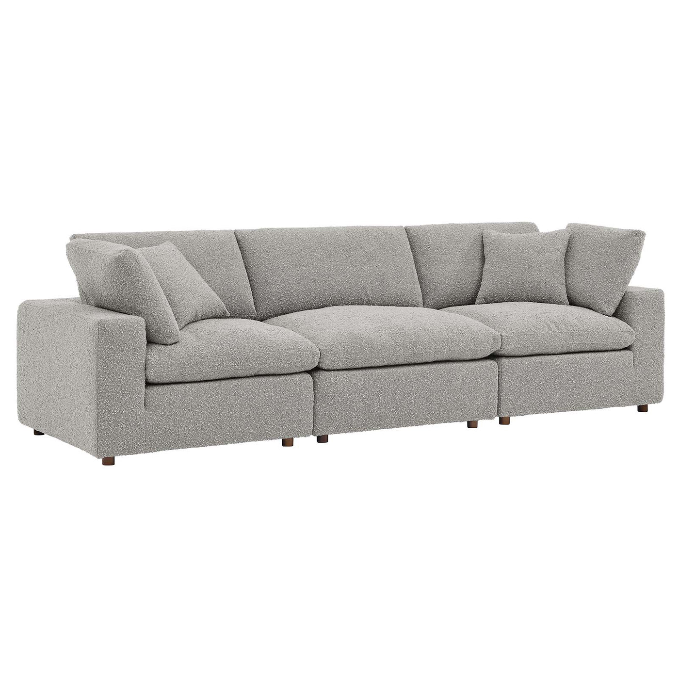 Commix Down Filled Overstuffed Boucle Fabric 3-Seater Sofa