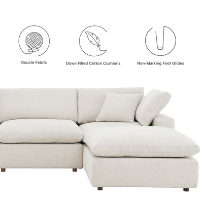 Commix Down Filled Overstuffed Boucle Fabric 4-Piece Sectional Sofa