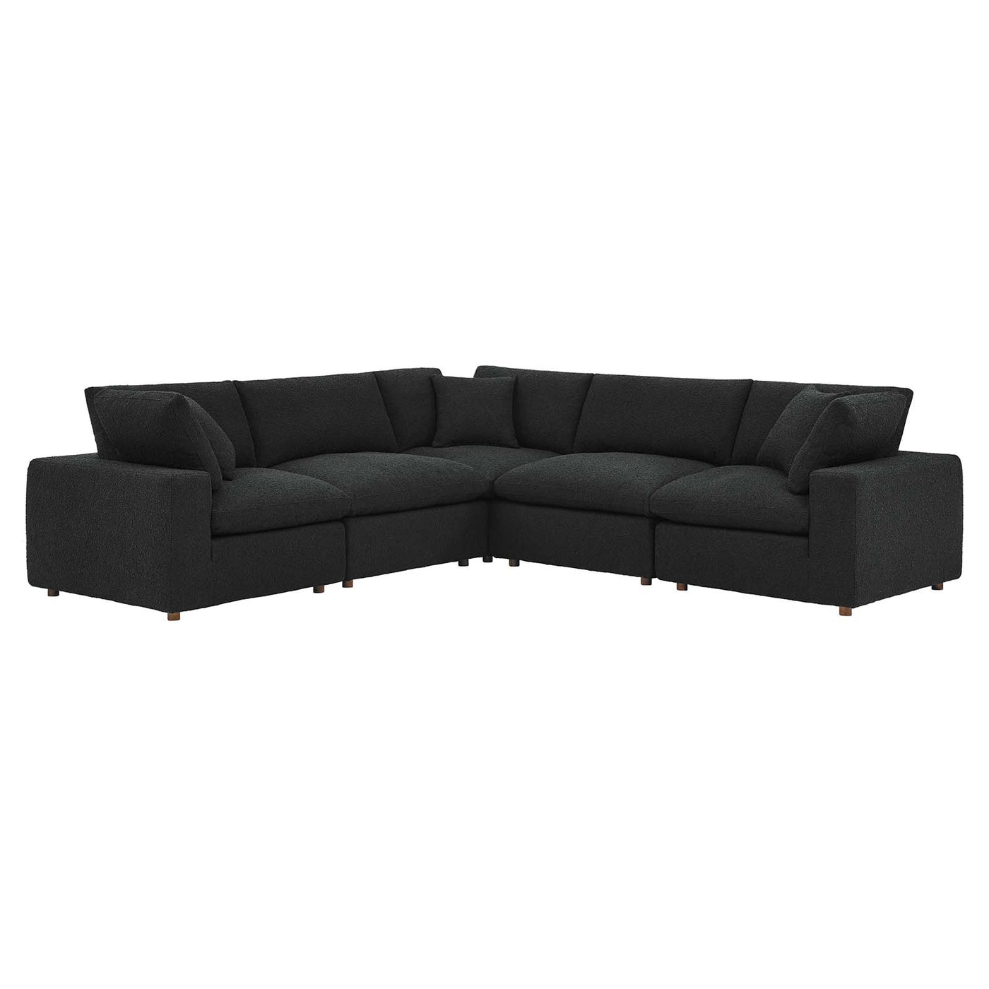 Commix Down Filled Overstuffed Boucle 5-Piece Sectional Sofa