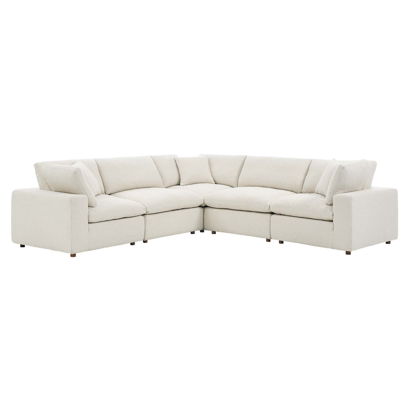 Commix Down Filled Overstuffed Boucle 5-Piece Sectional Sofa
