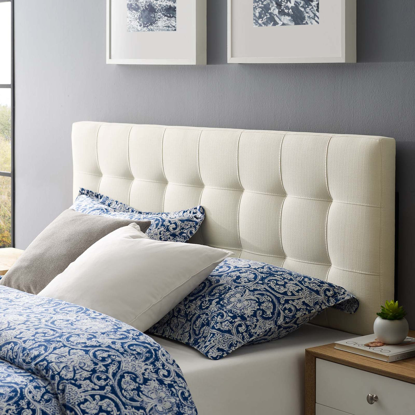 Lily Queen Upholstered Fabric Headboard