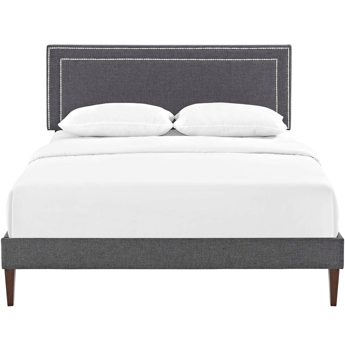 Virginia Queen Fabric Platform Bed with Squared Tapered Legs