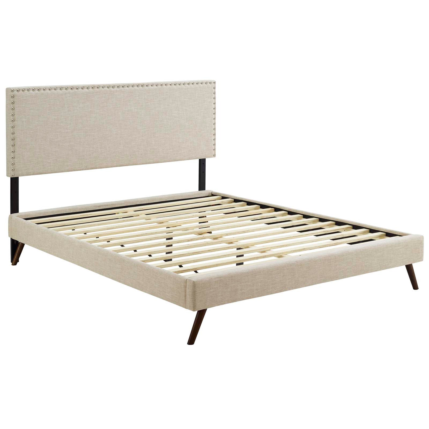 Macie Queen Fabric Platform Bed with Round Splayed Legs