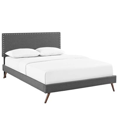 Macie Queen Fabric Platform Bed with Round Splayed Legs