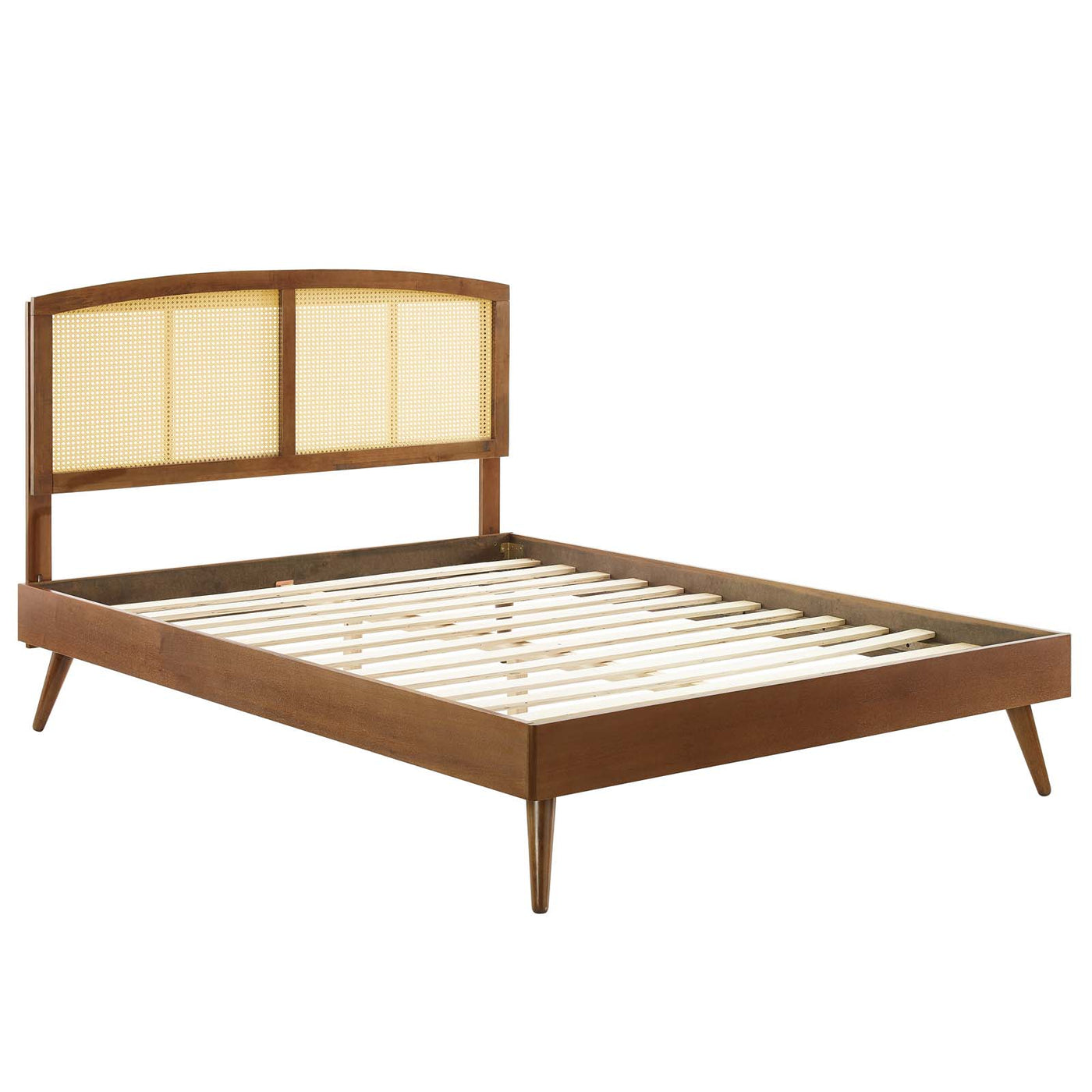 Sierra Cane and Wood Queen Platform Bed With Splayed Legs