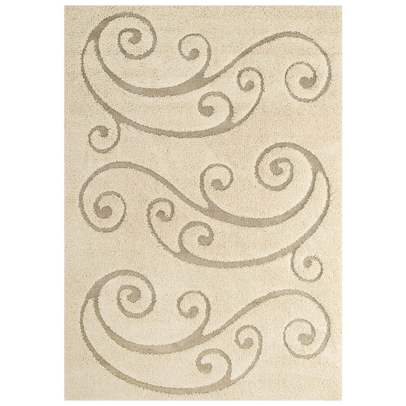 Jubilant Sprout Scrolling Vine 8x10 Shag Area Rug
