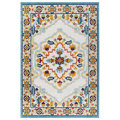 Reflect Ansel Distressed Floral Persian Medallion 5x8 Indoor and Outdoor Area Rug