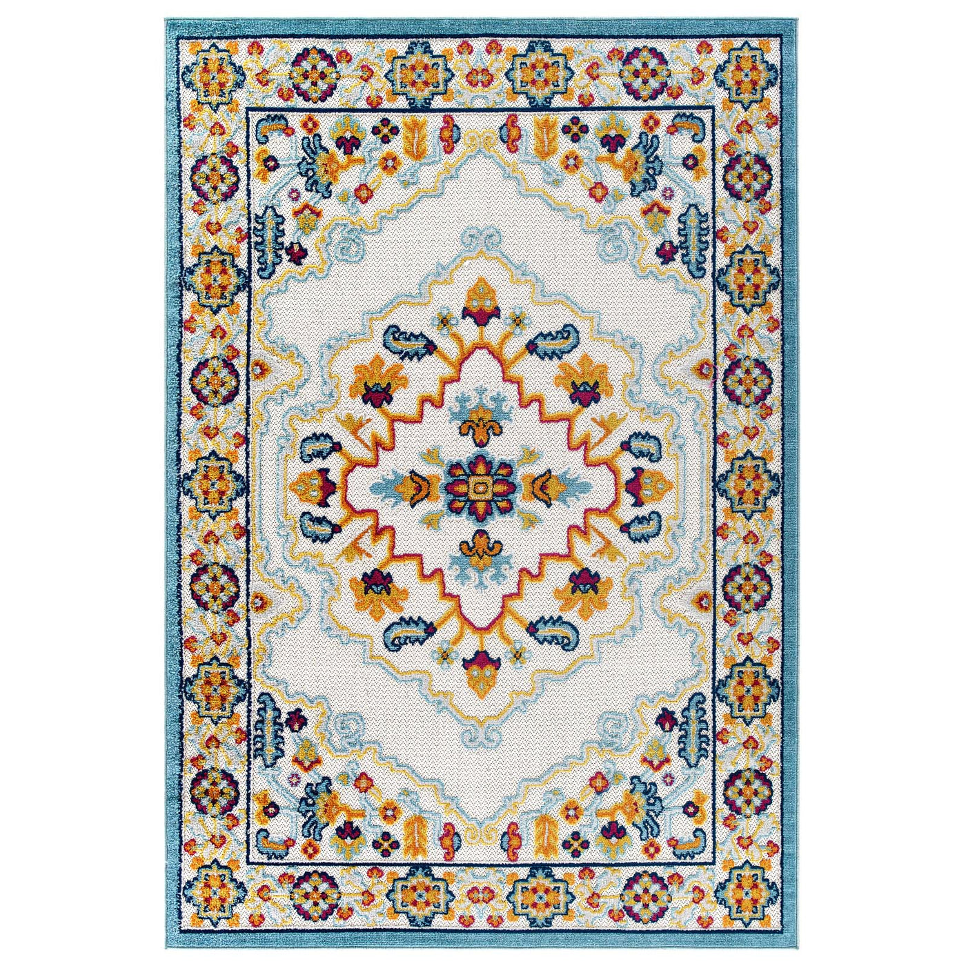 Reflect Ansel Distressed Floral Persian Medallion 8x10 Indoor and Outdoor Area Rug